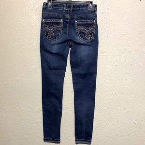 Rebel & Soul Jeans Blue Pants Size 4 Skinny Stretchy Embroidered Embellished